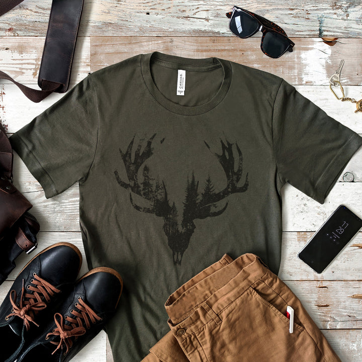 a t - shirt with a picture of a deer on it