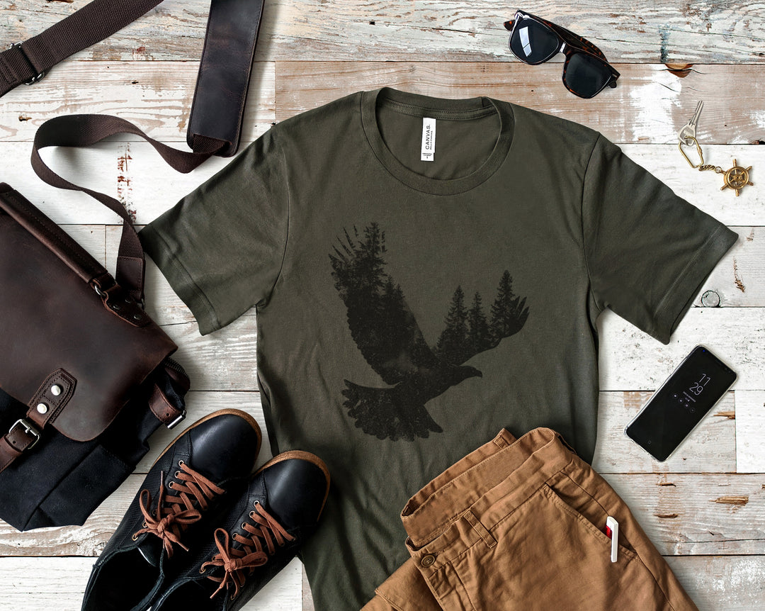 a t - shirt with a picture of a bird on it