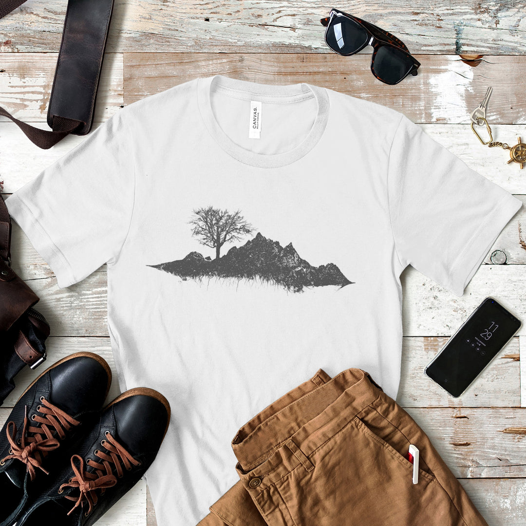 a t - shirt with a picture of a tree on it