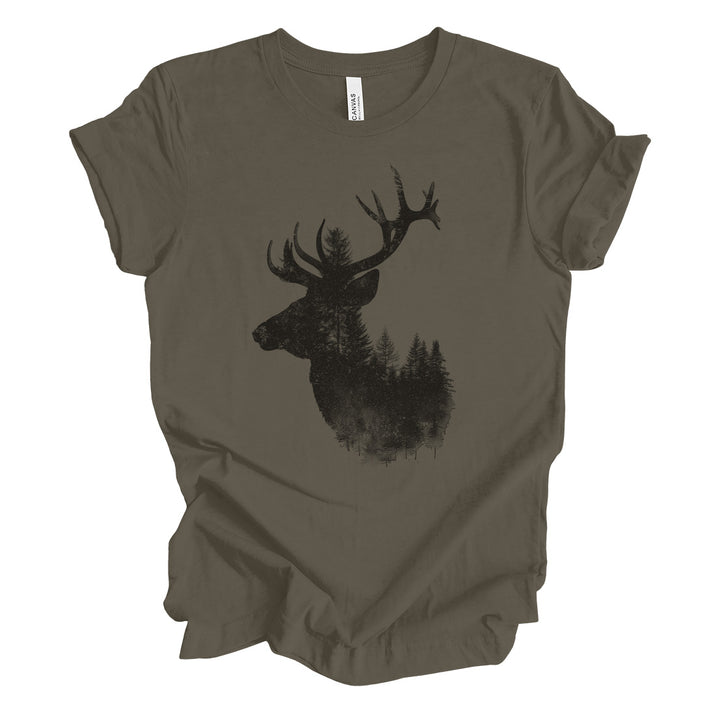 a women's t - shirt with an image of a deer's head