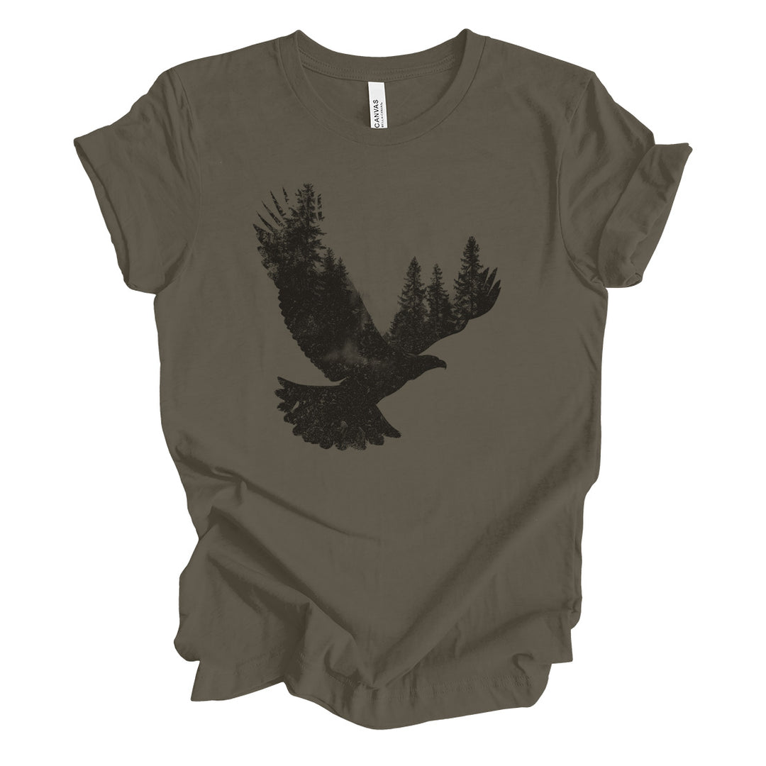 a t - shirt with a bird flying through the air