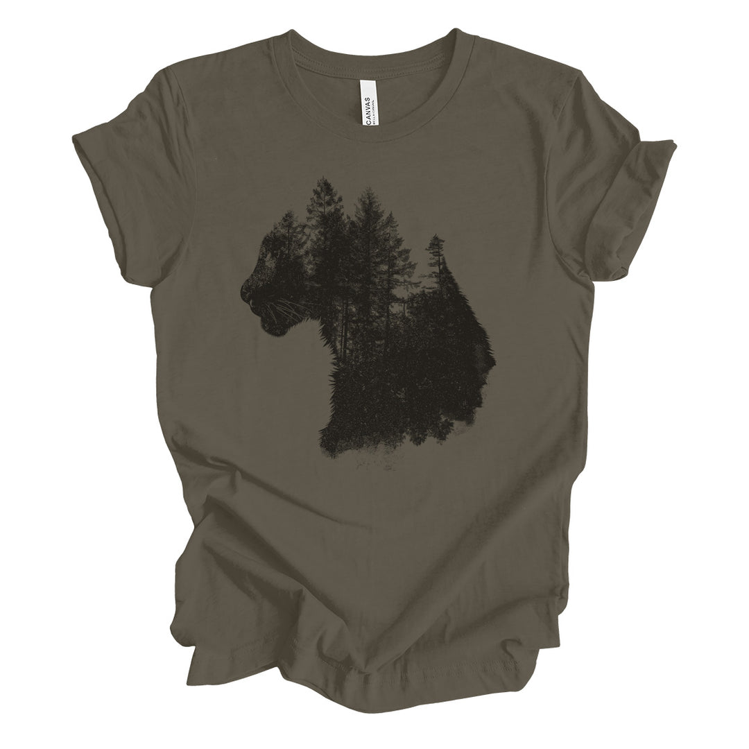 a t - shirt with a bear in the woods